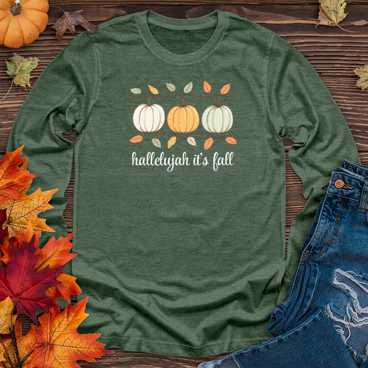 Orange Pastel Pumpkin Trio Long Sleeve Tee