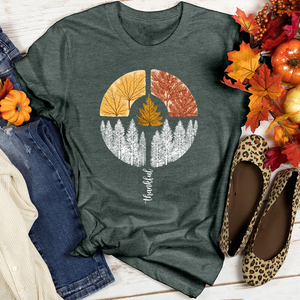 Thankful Pine Trees Circle Heathered Tee