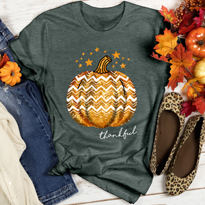 Thankful Retro Pumpkin Sparkle Heathered Tee