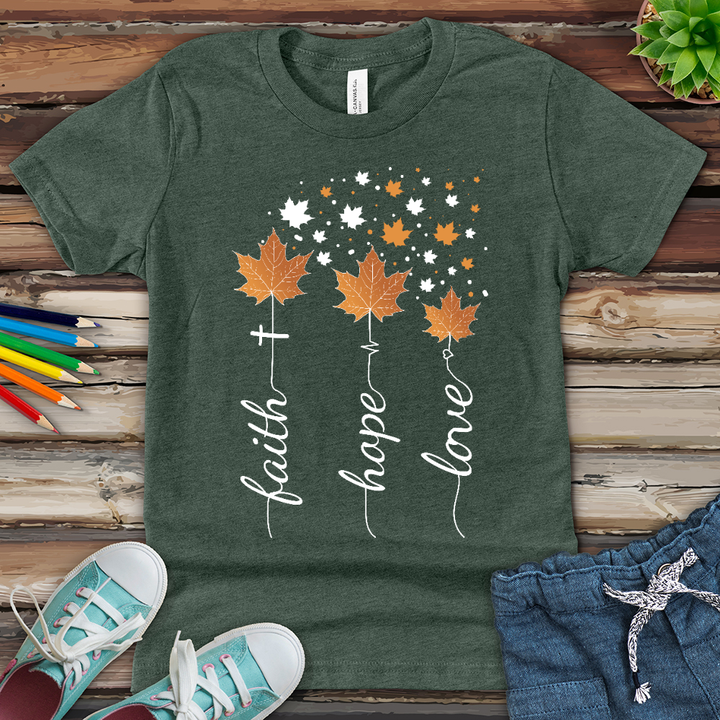 Faith Hope Love Autumn Youth Heathered Tee