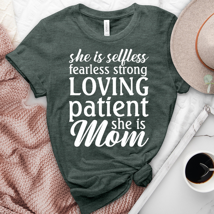 She Is Mom Attributes Heathered Tee