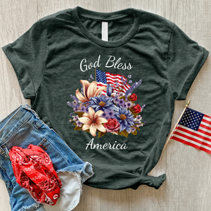 God Bless Wildflowers Heathered Tee