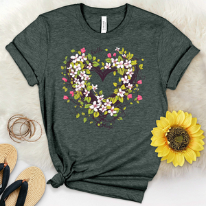 Entangled Flower Heart Heathered Tee