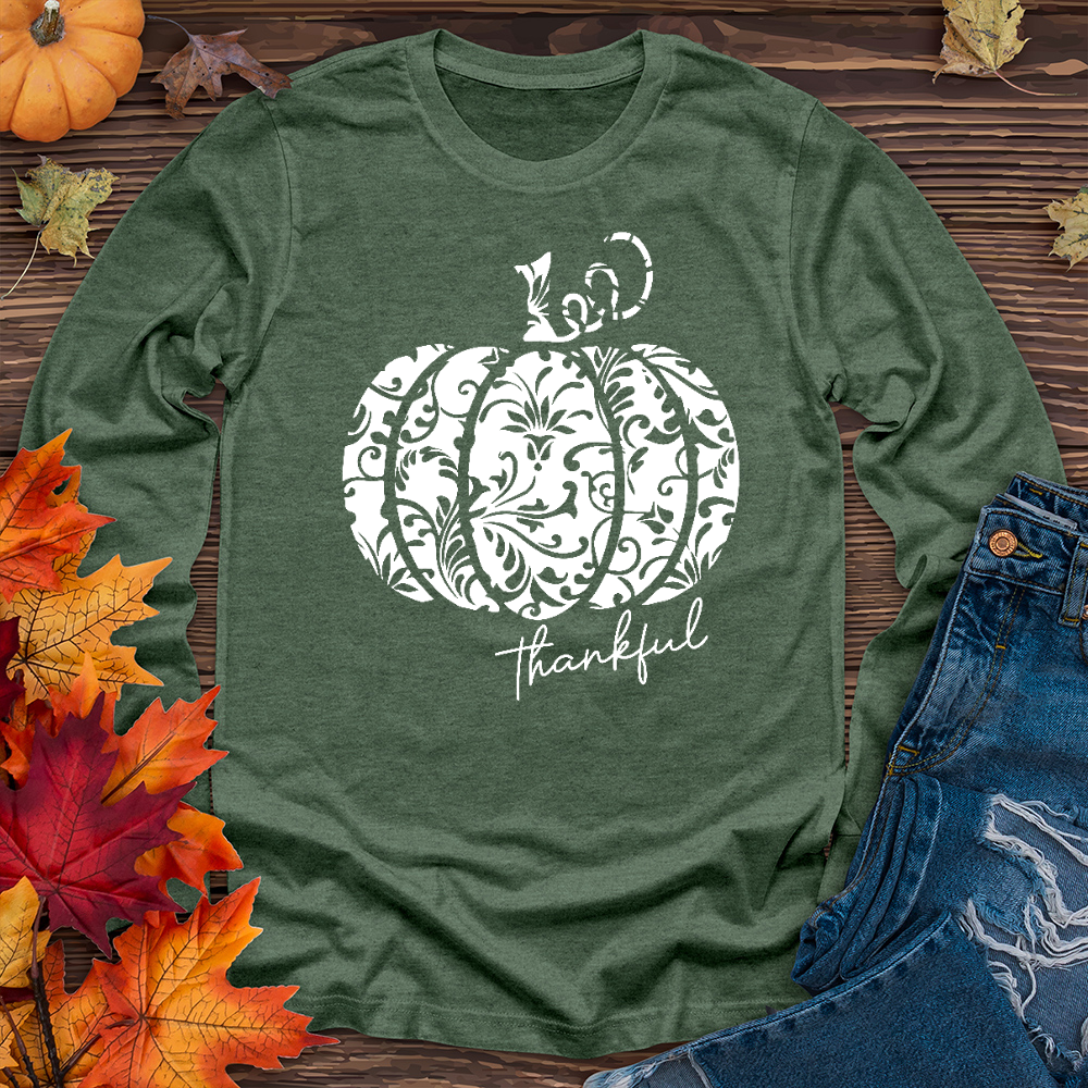 Thankful Floral Pumpkin Long Sleeve Tee