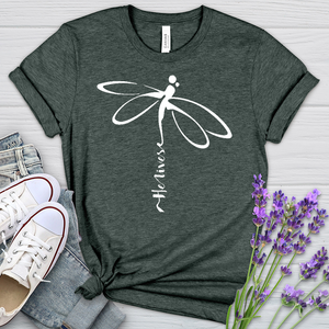 He Lives Dragonfly White Heathered Tee