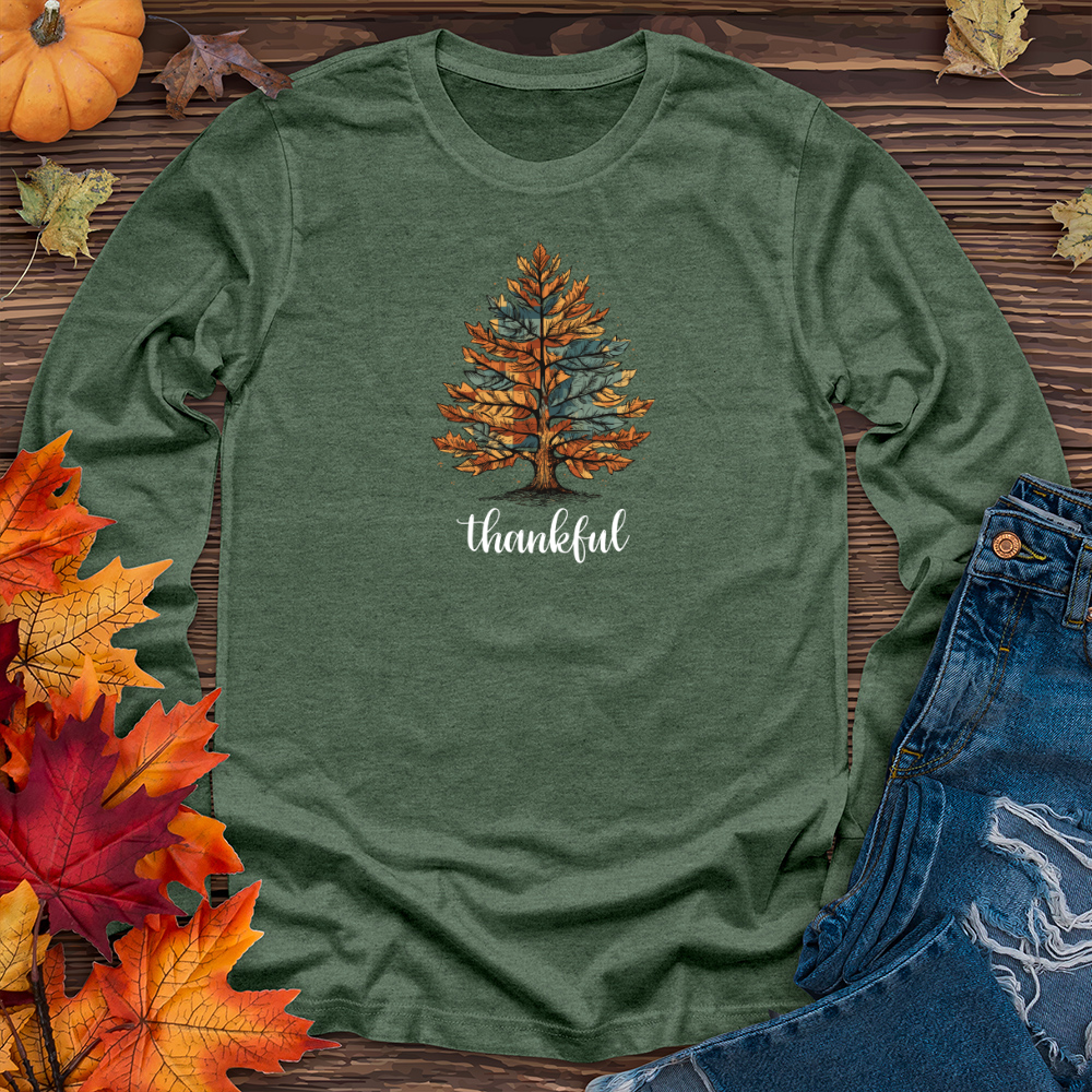 Vintage Cozy Plaid Pine Tree Long Sleeve Tee