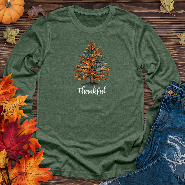 Vintage Cozy Plaid Pine Tree Long Sleeve Tee