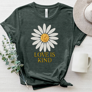 Pink Glitter Daisy Flower Heathered Tee