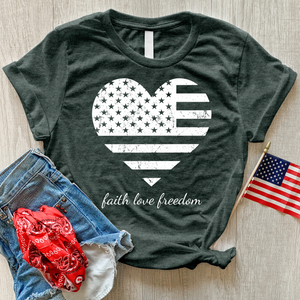 Faith Love Freedom Heart Heathered Tee