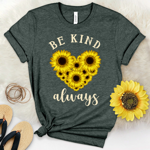 Be Kind Always Flower Heart Heathered Tee