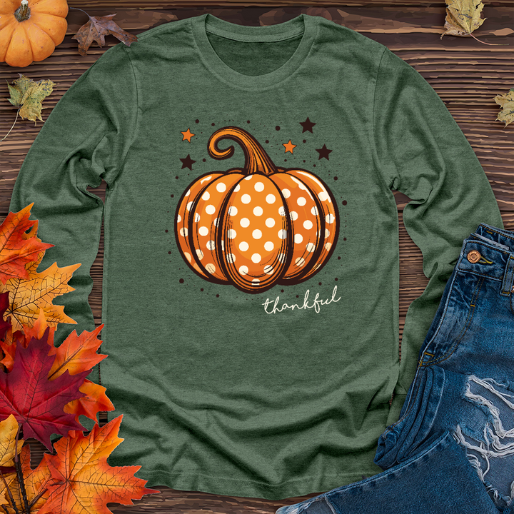 Thankful Dotted Pumpkin Long Sleeve Tee