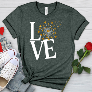 Love Gold Dandelion Hearts Heathered Tee