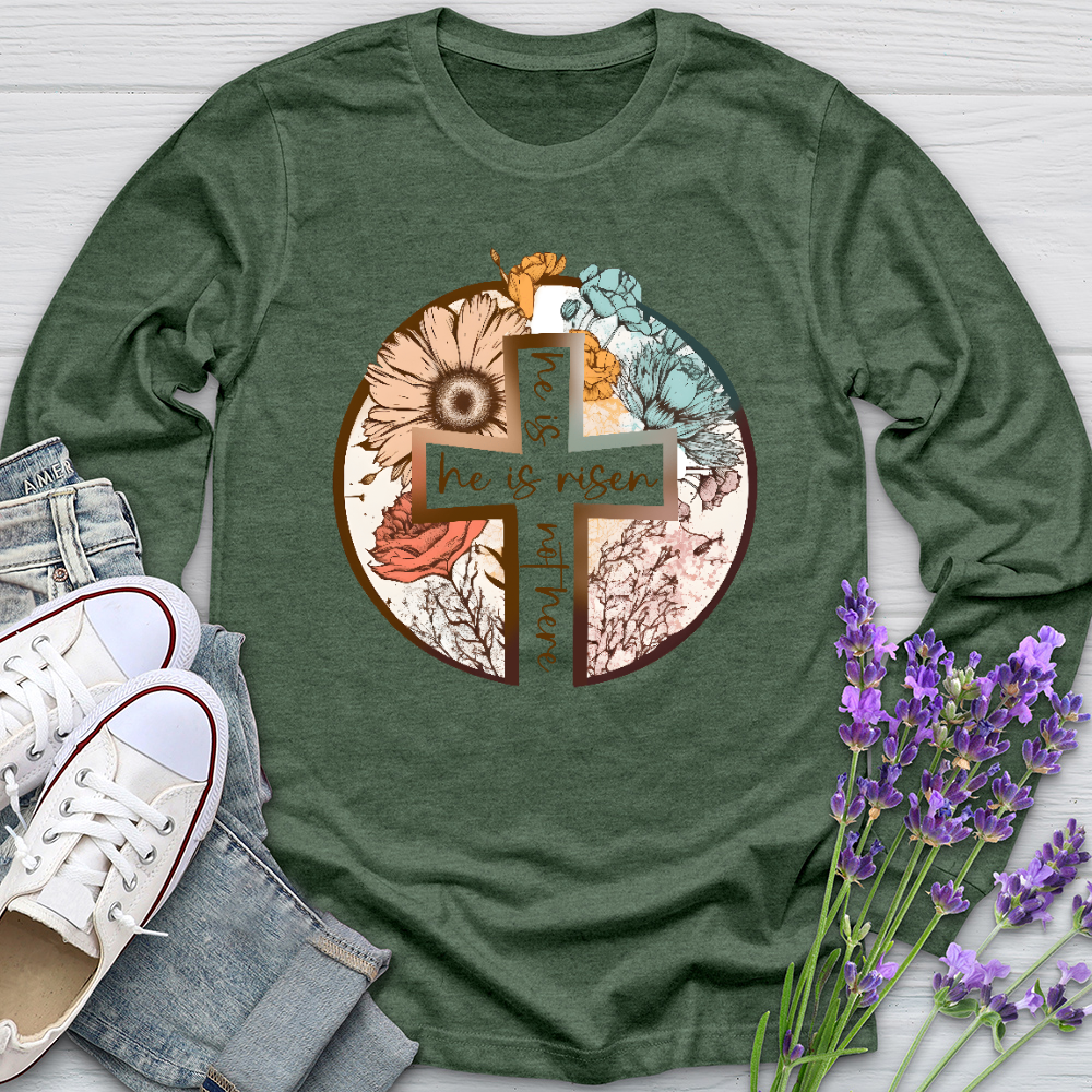 He Is Risen Cross Long Sleeve Tee