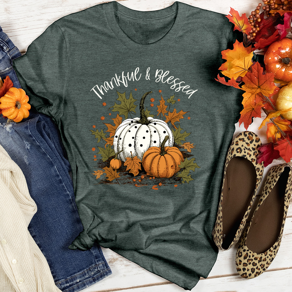Thankful & Blessed Pumpkin Patch Heathered Tee