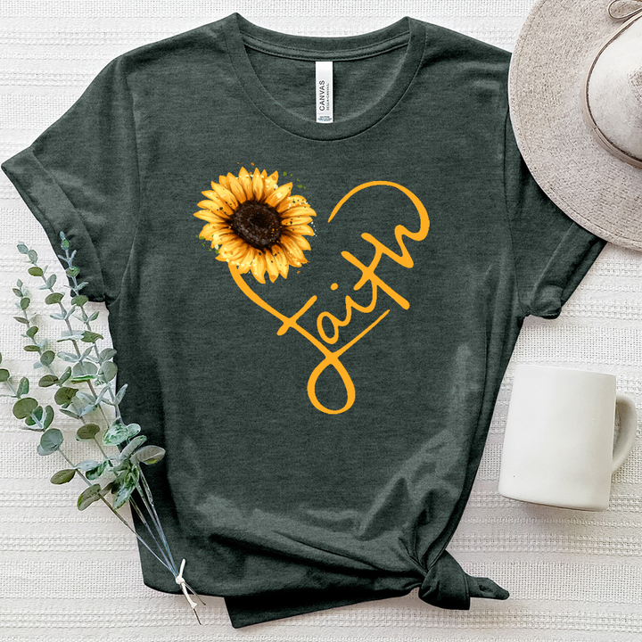 Faith Heart Sunflower Heathered Tee