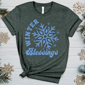 Blue Snowflake Heathered Tee