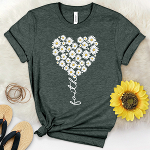 Faith Daisy Heart Heathered Tee