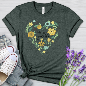 His Love Gives Life Heathered Tee