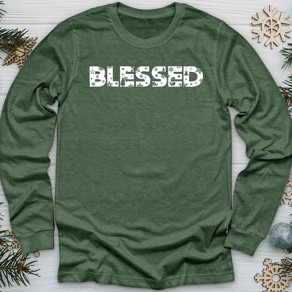 Blessed Winter Font Long Sleeve Tee