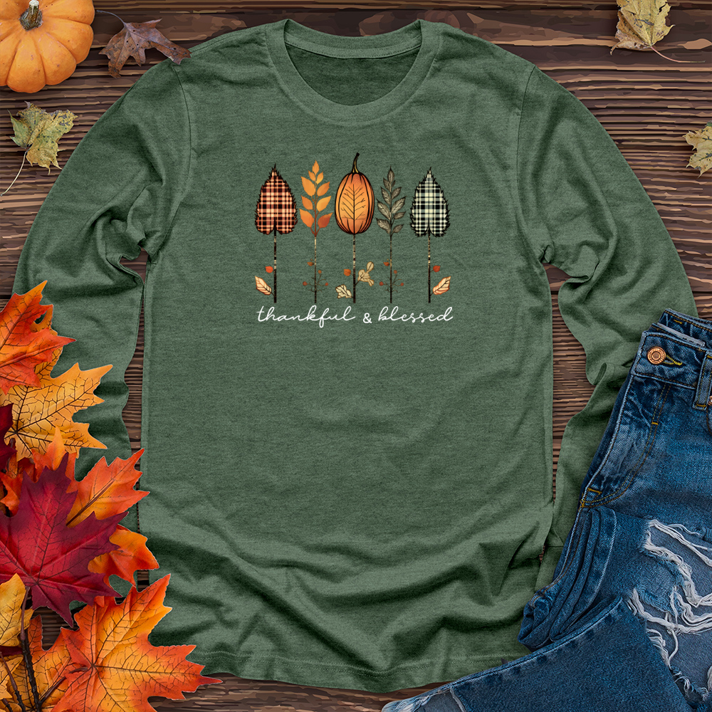 Retro Autumn Plaid Flannel Trio Long Sleeve Tee