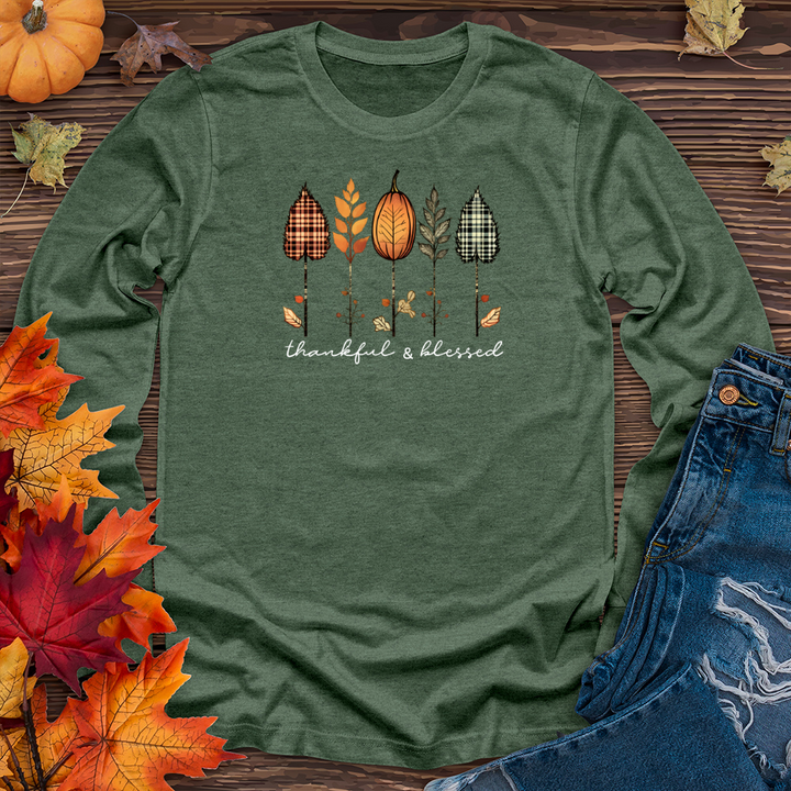 Retro Autumn Plaid Flannel Trio Long Sleeve Tee
