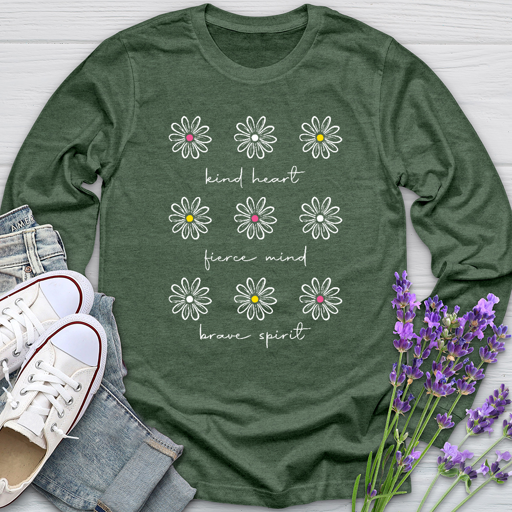 Kind Heart White Daisies Long Sleeve Tee