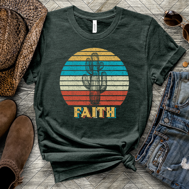 Retro Faith Cactus Heathered Tee