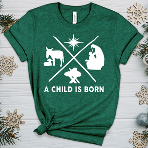 A Child Is Born Scene Heathered Tee