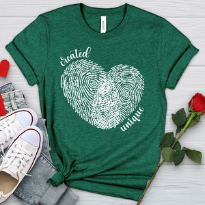 Created Unique Fingerprint Heart Heathered Tee