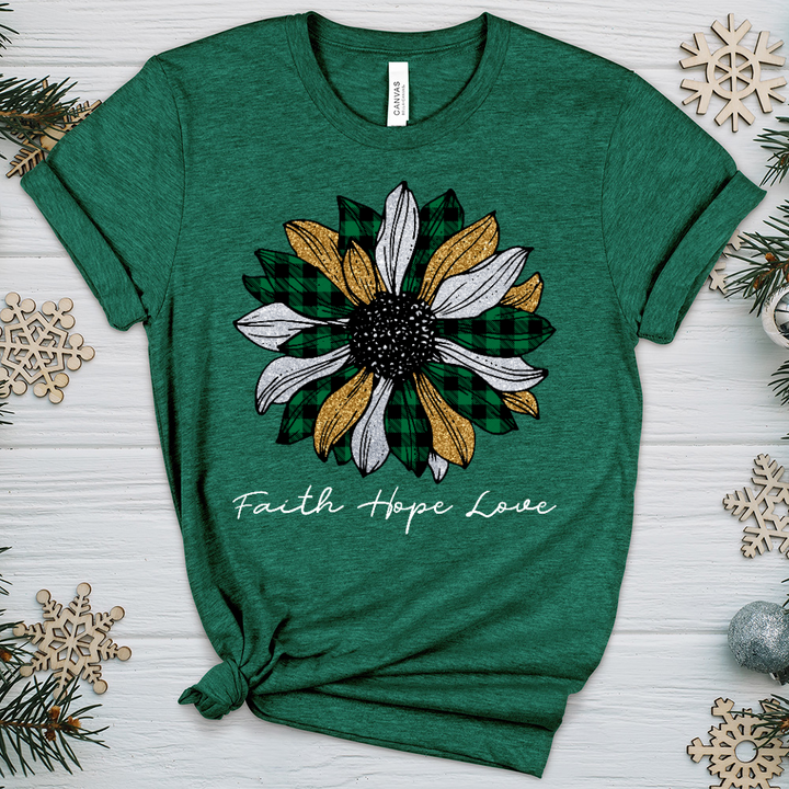 Christmas Patterned Flower Heathered Tee