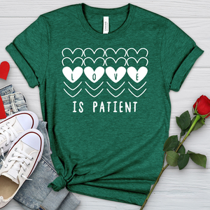 Love Is Patient Hearts Heathered Tee