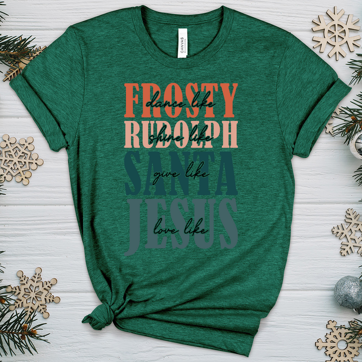 Frosty Rudolph Santa All Jesus Heathered Tee