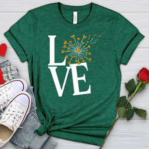 Love Gold Dandelion Hearts Heathered Tee