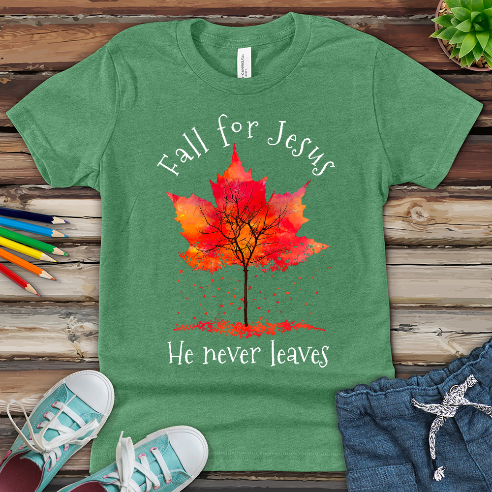Fall For Jesus Falling Leaves Youth Heathered Tee
