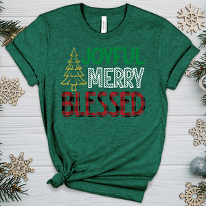 Joyful Merry Blessed Colored Heathered Tee