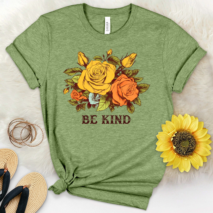 Be Kind Colored Roses Heathered Tee