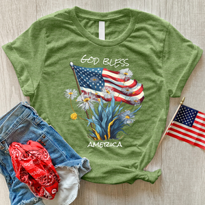 God Bless America Dandelions Heathered Tee