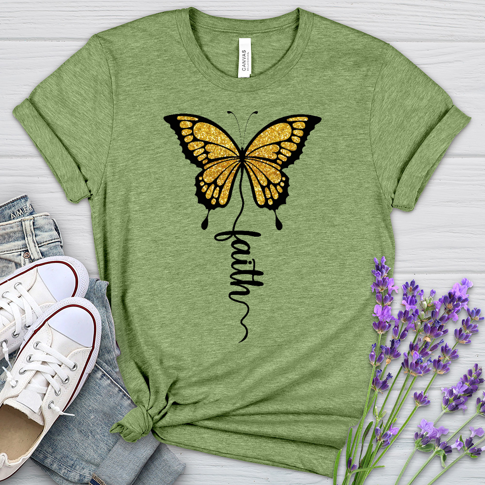 Gold Faith Butterfly Heathered Tee