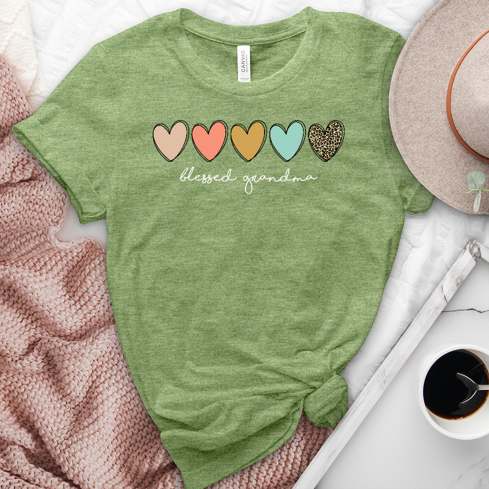 Blessed Grandma Assorted Hearts Heathered Tee