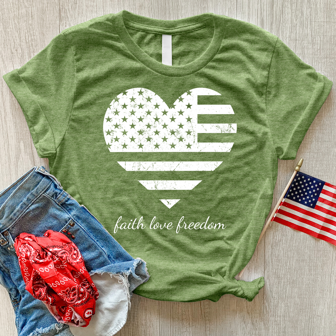 Faith Love Freedom Heart Heathered Tee