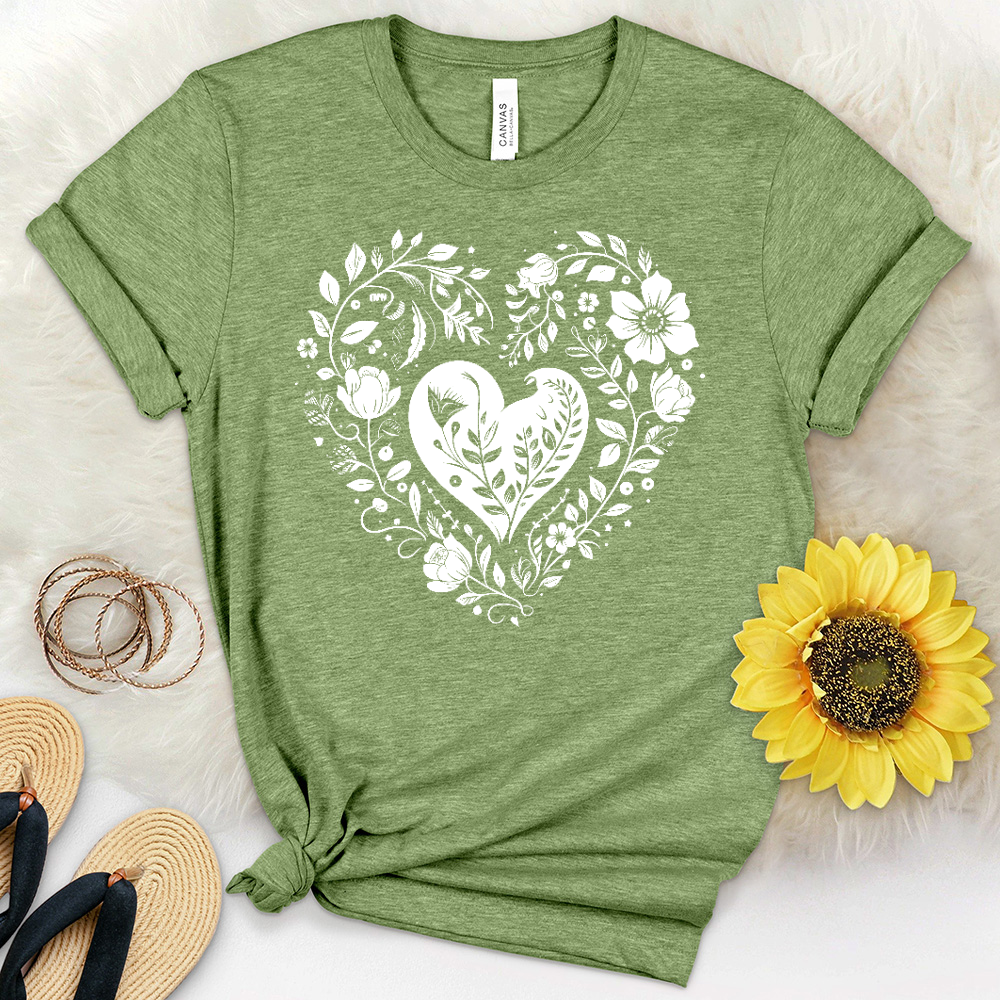 A Simple Floral Heart 01 Heathered Tee