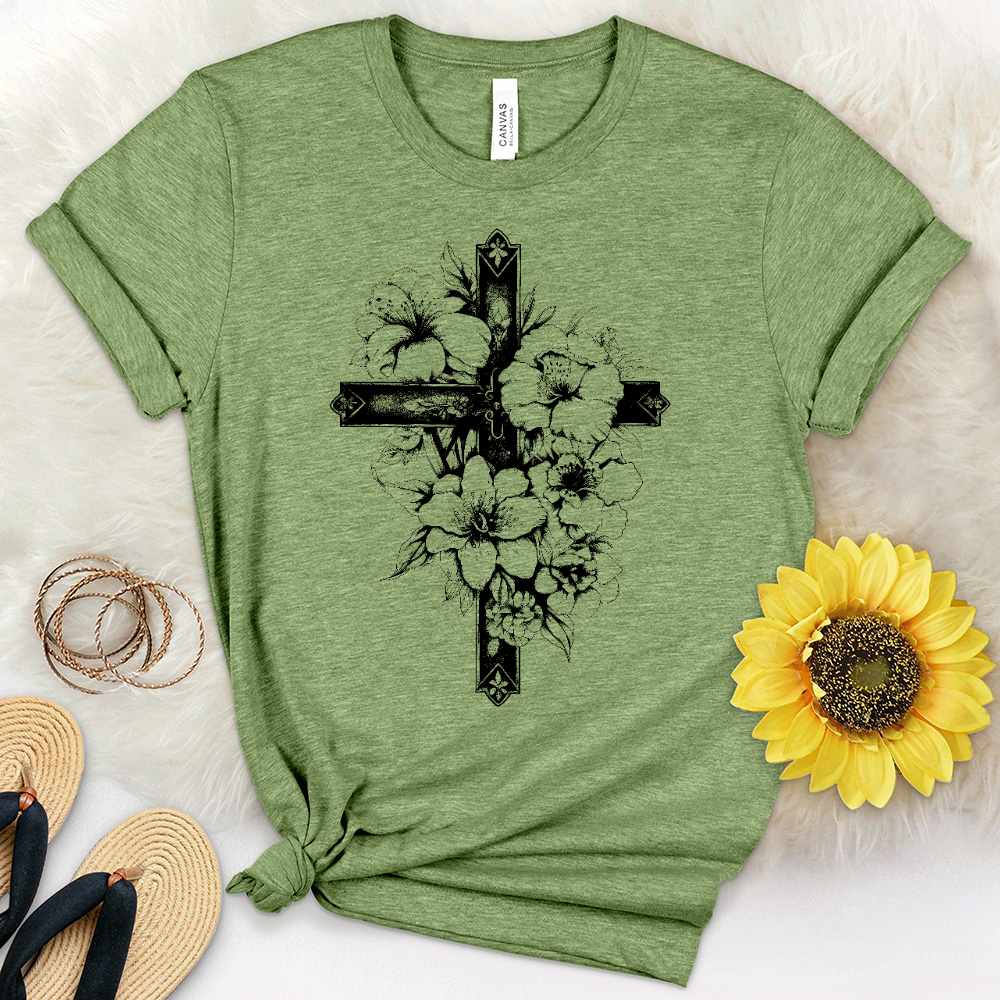 Cross Flower Heathered Tee