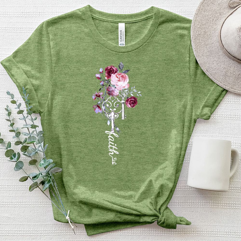 Faith Floral Key Heathered Tee