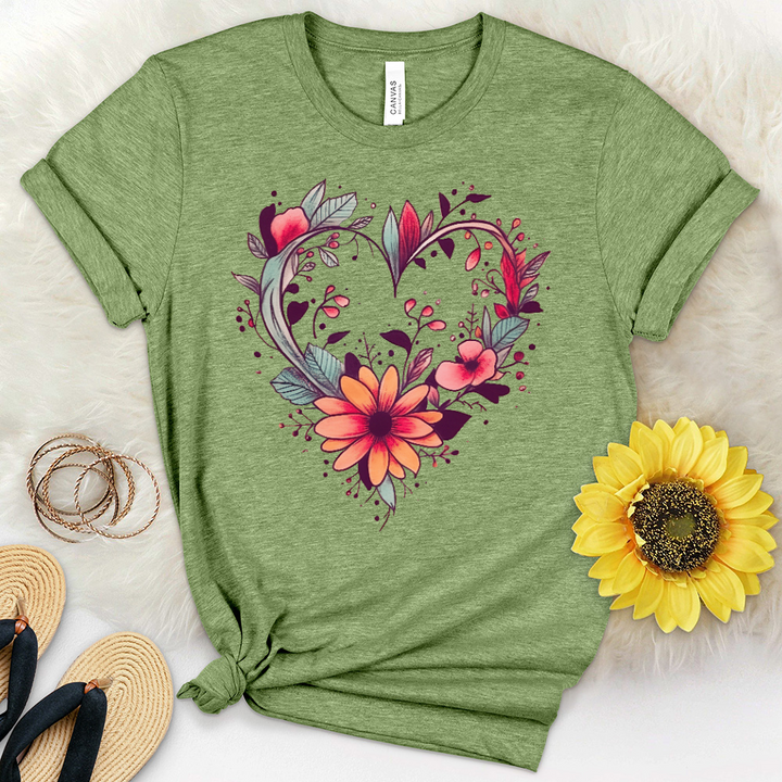 Heart Flower Heathered Tee