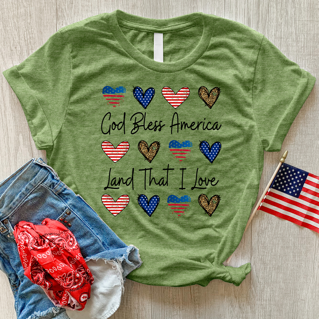 God Bless Heart Pattern Heathered Tee