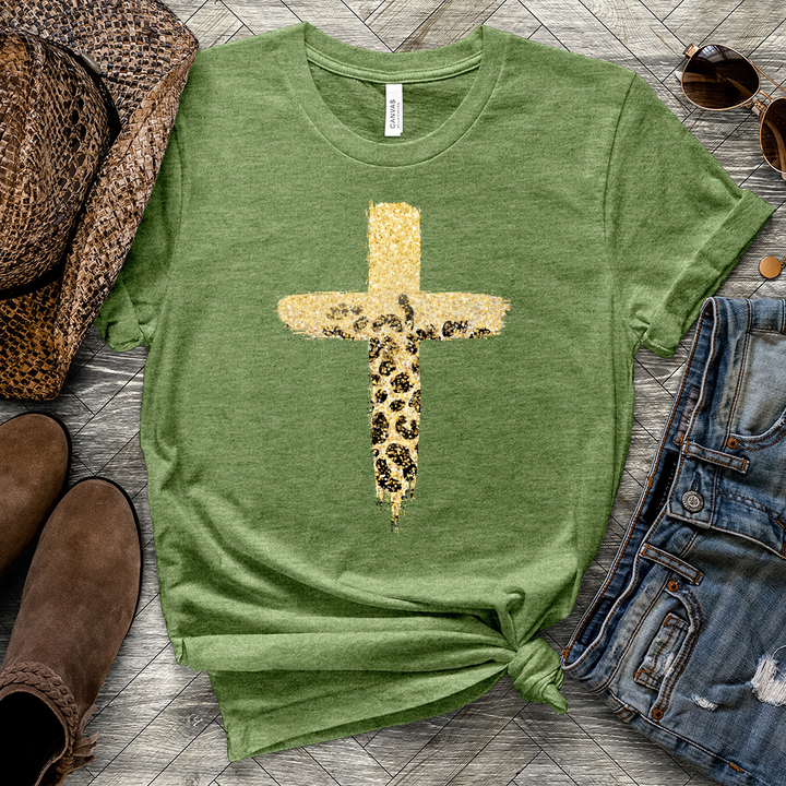 Leopard Cross Heathered Tee