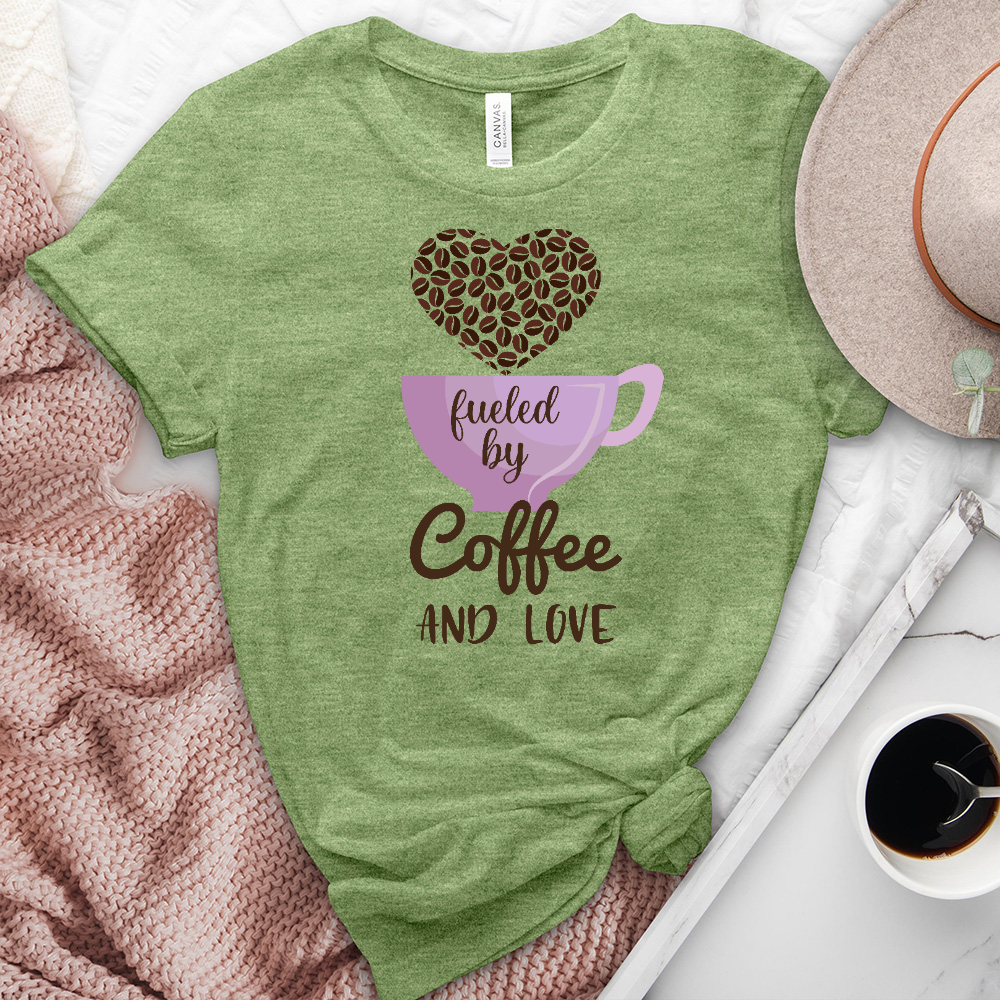 Fueled By Coffee and Love Heathered Tee