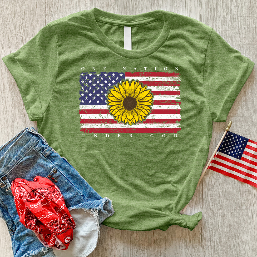 One Nation Flag Heathered Tee