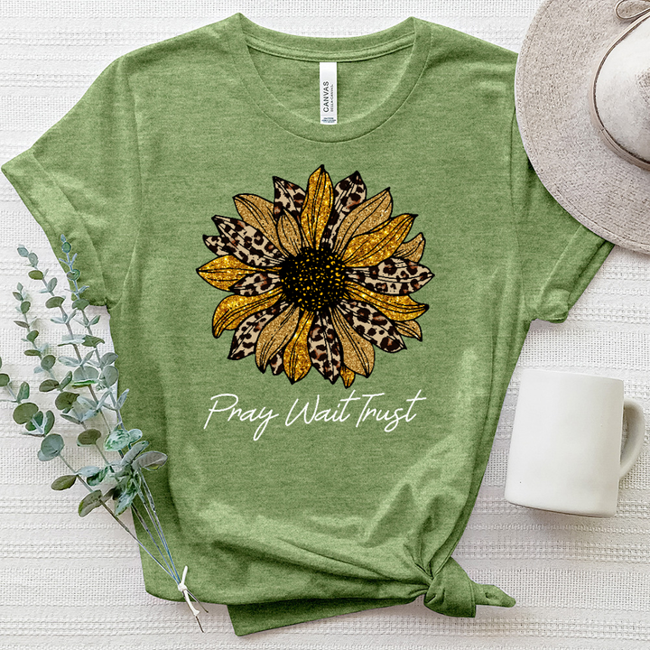 Pray Wait Trust Leopard Flower Heathered Tee