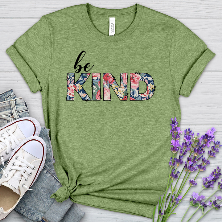 Be Kind Flowers Heathered Tee